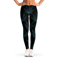 Blue And Green Weed Leaf Pattern Print Women's Leggings
