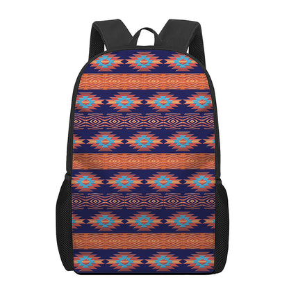 Blue And Orange Southwestern Print 17 Inch Backpack