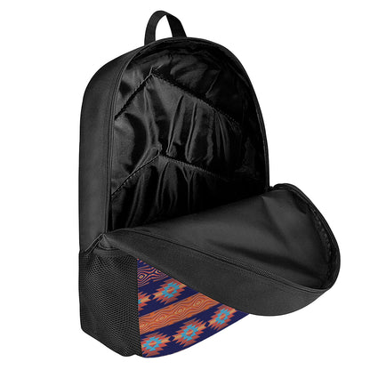 Blue And Orange Southwestern Print 17 Inch Backpack