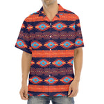 Blue And Orange Southwestern Print Aloha Shirt