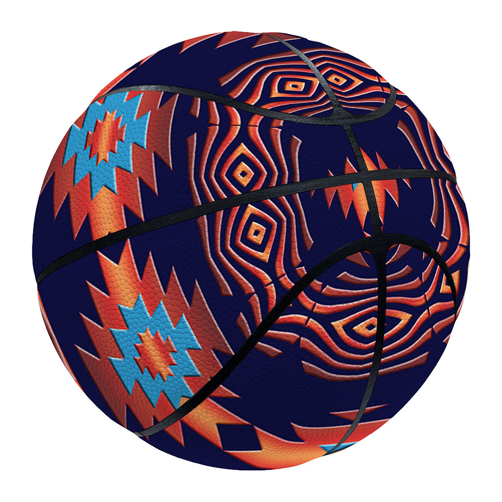 Blue And Orange Southwestern Print Basketball