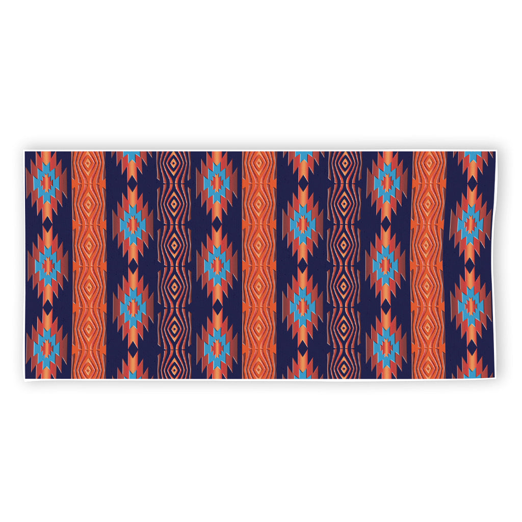 Blue And Orange Southwestern Print Beach Towel