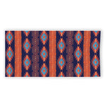 Blue And Orange Southwestern Print Beach Towel