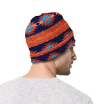 Blue And Orange Southwestern Print Beanie