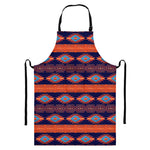 Blue And Orange Southwestern Print Bib Apron With Pocket