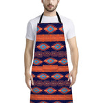 Blue And Orange Southwestern Print Bib Apron With Pocket