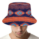Blue And Orange Southwestern Print Bucket Hat