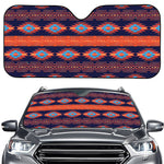 Blue And Orange Southwestern Print Car Windshield Sun Shade