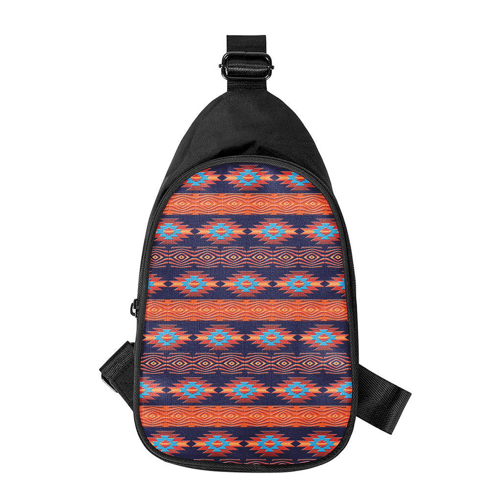Blue And Orange Southwestern Print Chest Bag