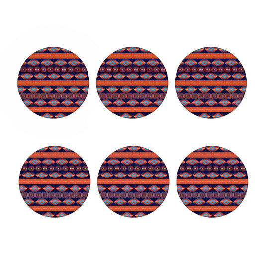 Blue And Orange Southwestern Print Coaster Set