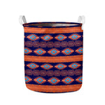 Blue And Orange Southwestern Print Collapsible Laundry Basket