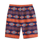 Blue And Orange Southwestern Print Cotton Shorts