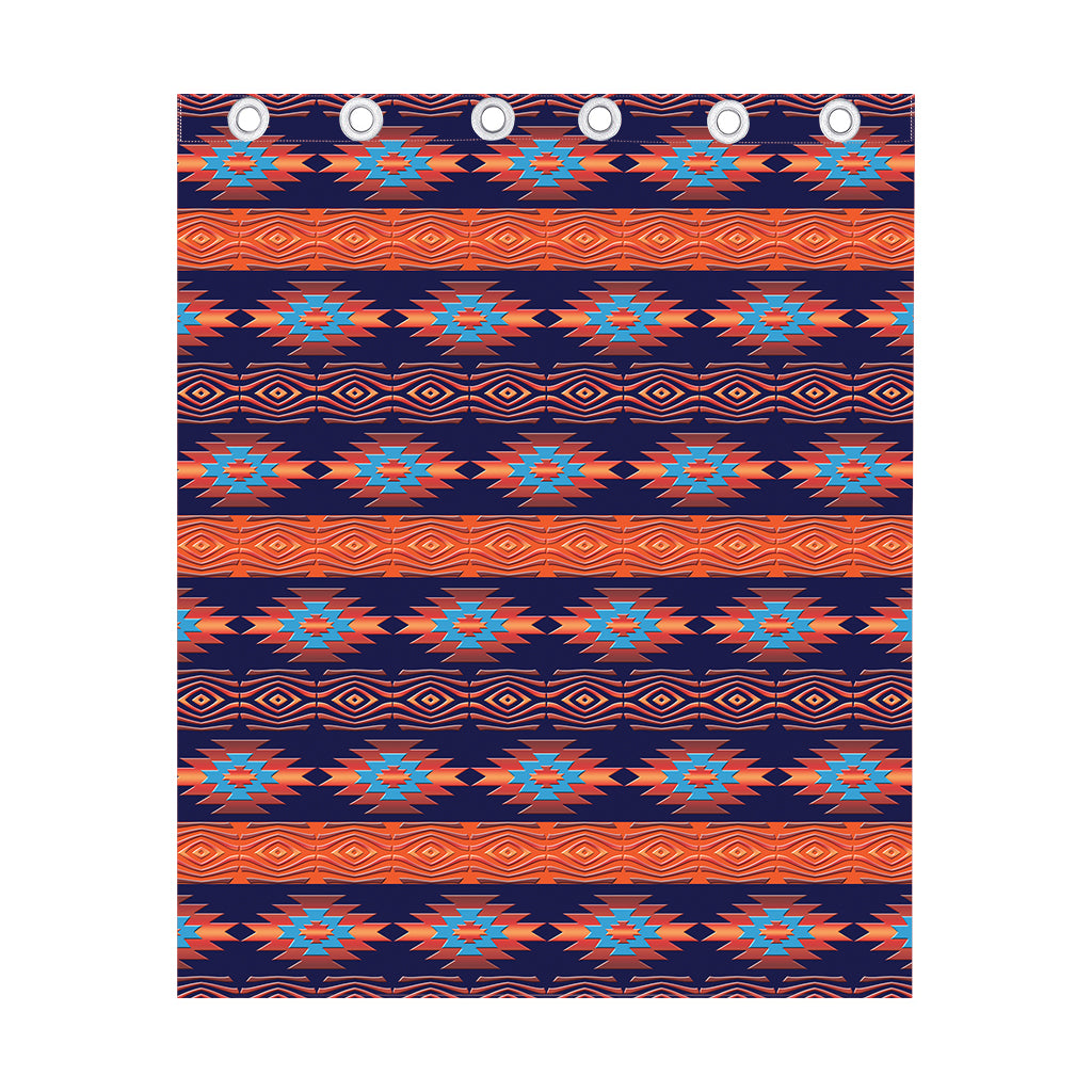 Blue And Orange Southwestern Print Curtain