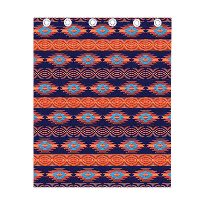 Blue And Orange Southwestern Print Curtain