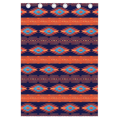 Blue And Orange Southwestern Print Curtain