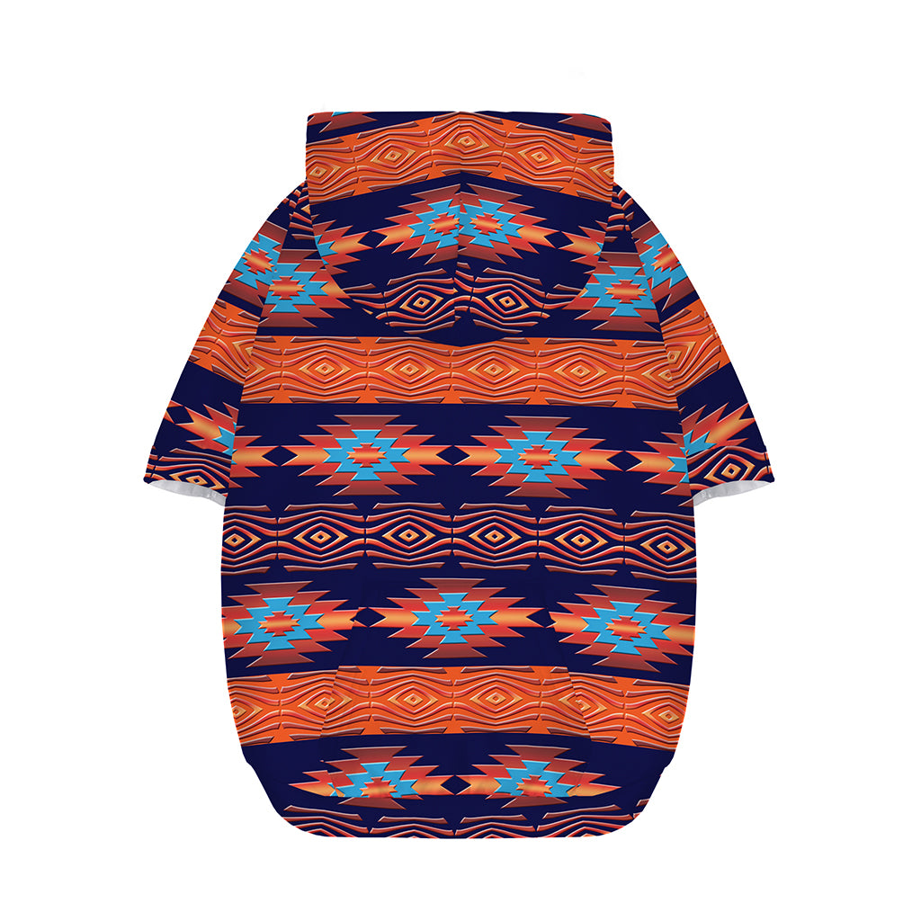 Blue And Orange Southwestern Print Dog Zip Up Hoodie