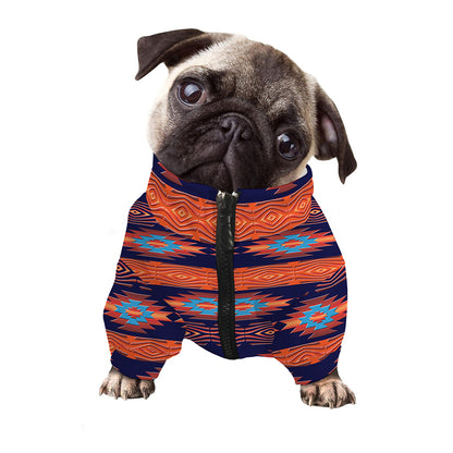 Blue And Orange Southwestern Print Dog Zip Up Jacket