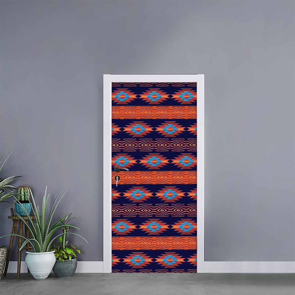 Blue And Orange Southwestern Print Door Sticker