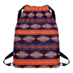 Blue And Orange Southwestern Print Drawstring Backpack