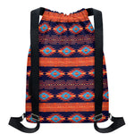 Blue And Orange Southwestern Print Drawstring Backpack