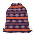 Blue And Orange Southwestern Print Drawstring Bag