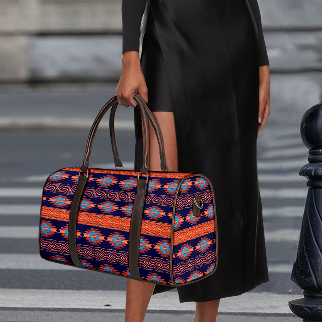 Blue And Orange Southwestern Print Duffle Bag