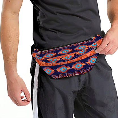 Blue And Orange Southwestern Print Fanny Pack