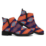 Blue And Orange Southwestern Print Flat Ankle Boots
