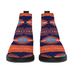 Blue And Orange Southwestern Print Flat Ankle Boots