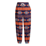 Blue And Orange Southwestern Print Fleece Lined Knit Pants