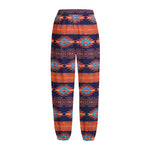 Blue And Orange Southwestern Print Fleece Lined Knit Pants