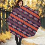Blue And Orange Southwestern Print Foldable Umbrella