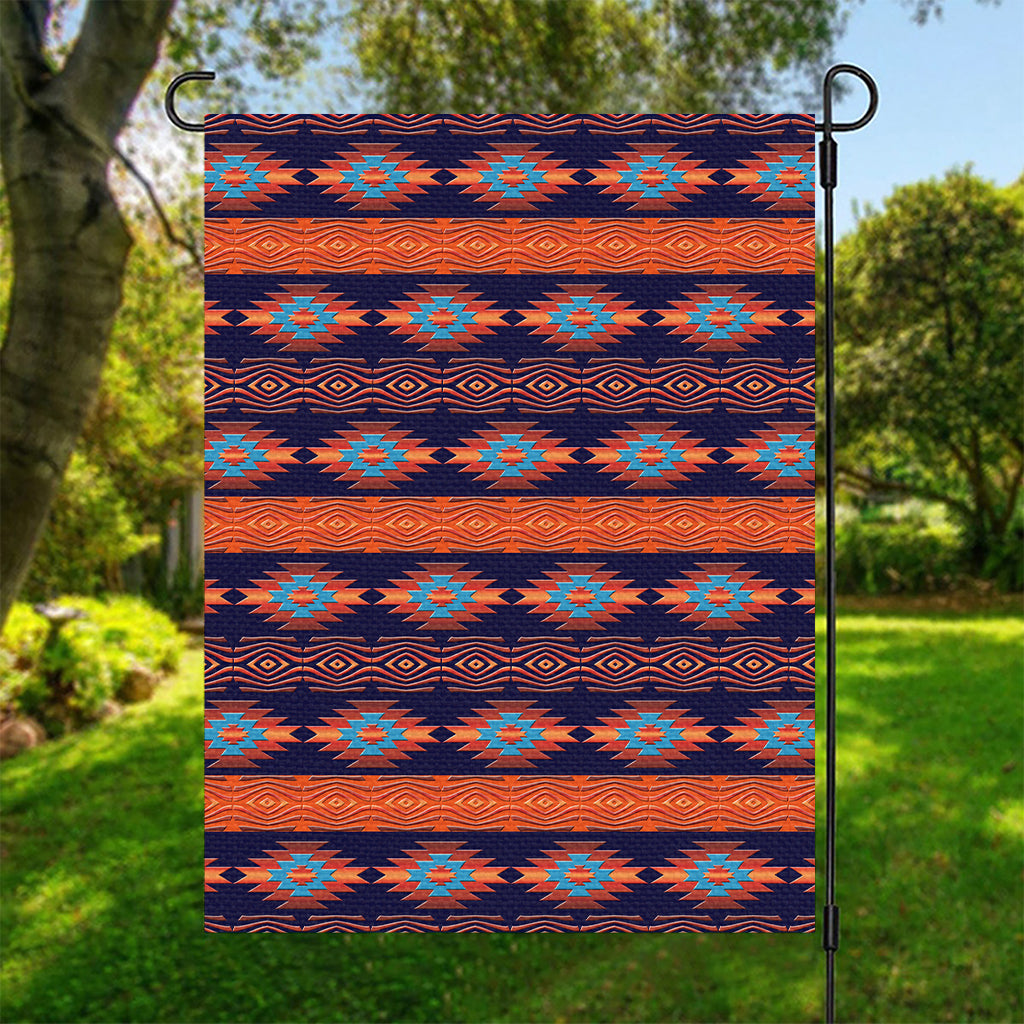 Blue And Orange Southwestern Print Garden Flag