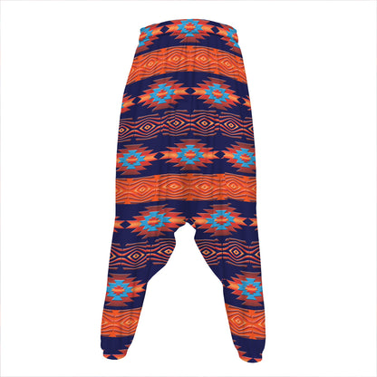 Blue And Orange Southwestern Print Hammer Pants