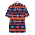 Blue And Orange Southwestern Print Hawaiian Shirt
