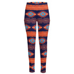 Blue And Orange Southwestern Print High-Waisted Pocket Leggings