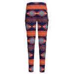 Blue And Orange Southwestern Print High-Waisted Pocket Leggings