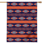 Blue And Orange Southwestern Print House Flag