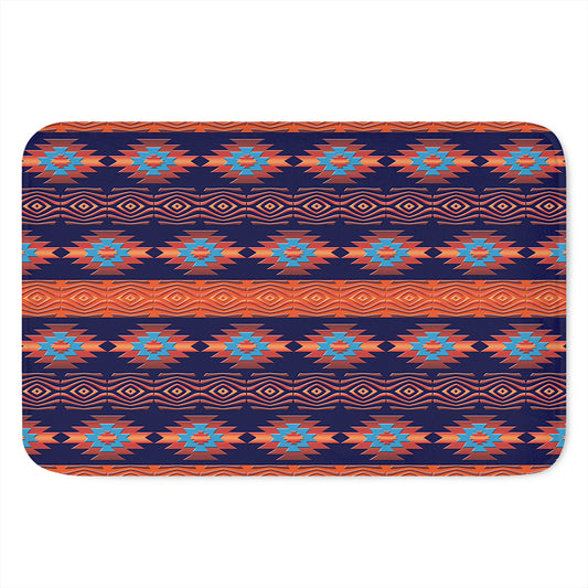 Blue And Orange Southwestern Print Indoor Door Mat