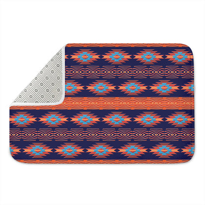 Blue And Orange Southwestern Print Indoor Door Mat