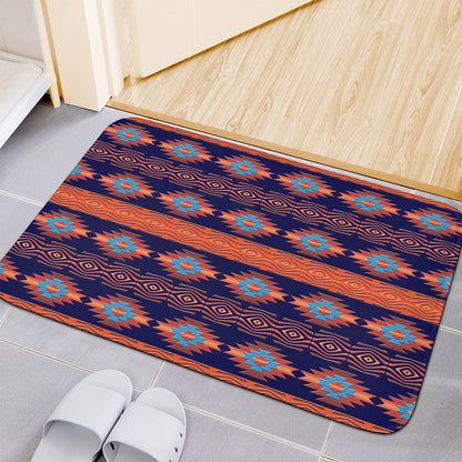 Blue And Orange Southwestern Print Indoor Door Mat
