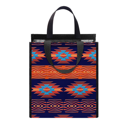 Blue And Orange Southwestern Print Insulated Lunch Tote