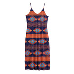 Blue And Orange Southwestern Print Jersey Midi Cami Dress