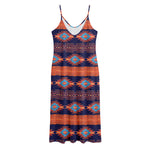 Blue And Orange Southwestern Print Jersey Midi Cami Dress