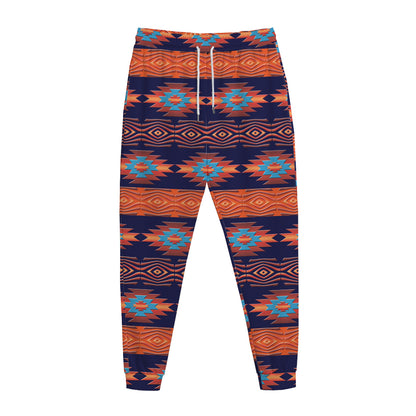 Blue And Orange Southwestern Print Jogger Pants