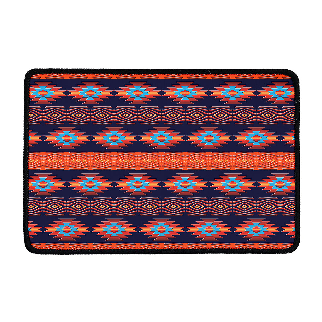Blue And Orange Southwestern Print Kitchen Mat
