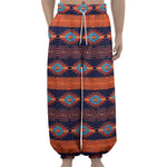 Blue And Orange Southwestern Print Lantern Pants