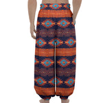 Blue And Orange Southwestern Print Lantern Pants