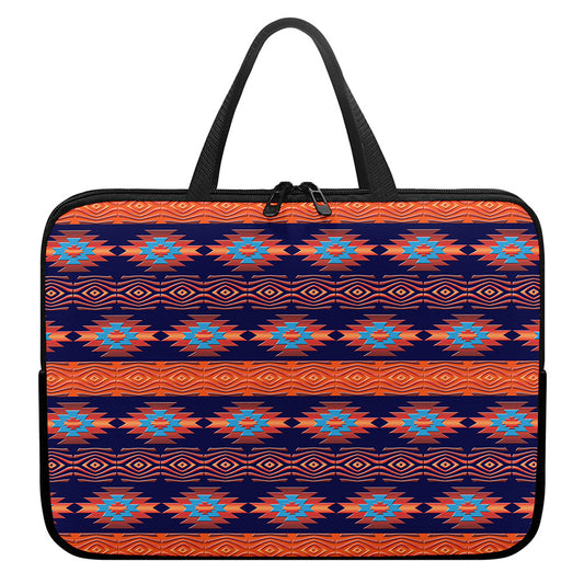 Blue And Orange Southwestern Print Laptop Sleeve With Handle