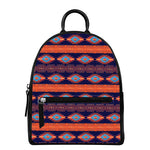 Blue And Orange Southwestern Print Leather Backpack